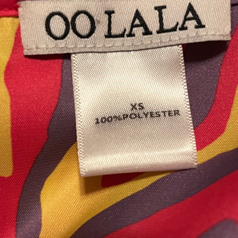 Ooh! La, La! Couture Bright Pink Yellow Purple Print Blouse